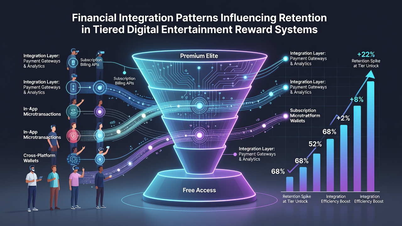 Illustration von Kreditflüssen und Retention in mehrstufigen digitalen Belohnungssystemen