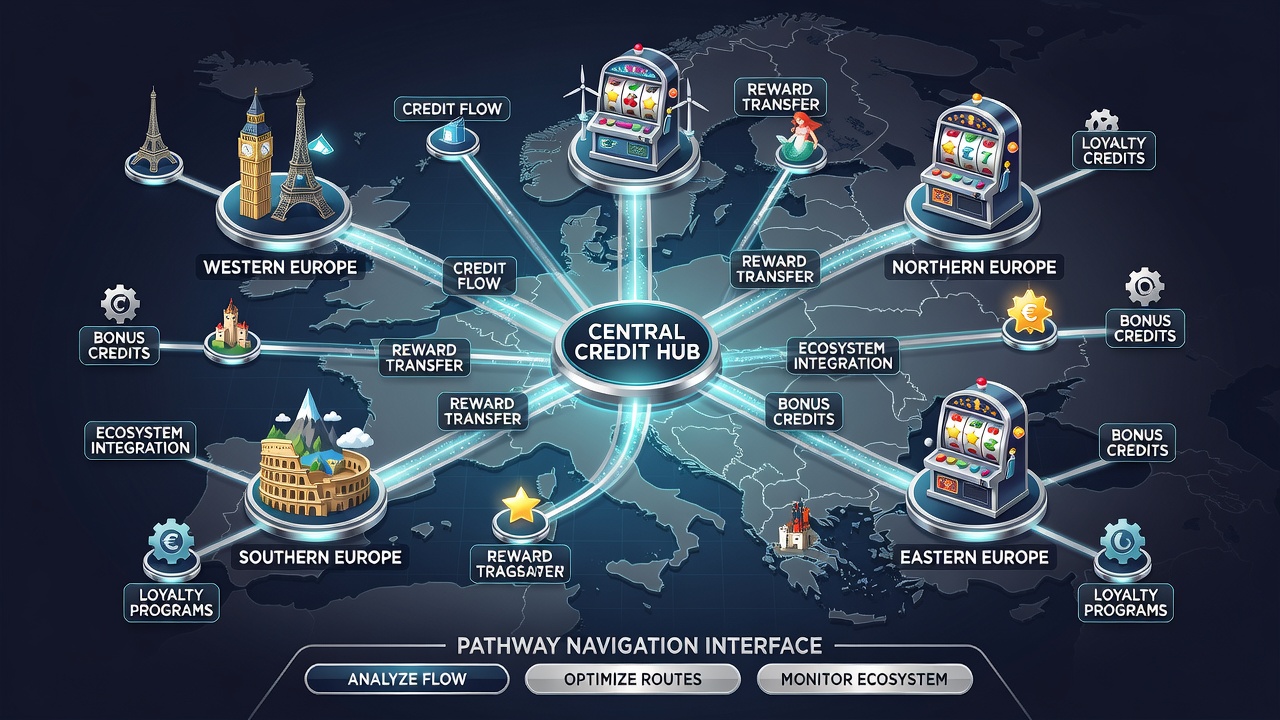 Visualisierung von Kreditflüssen zwischen europäischen Slot-Plattformen