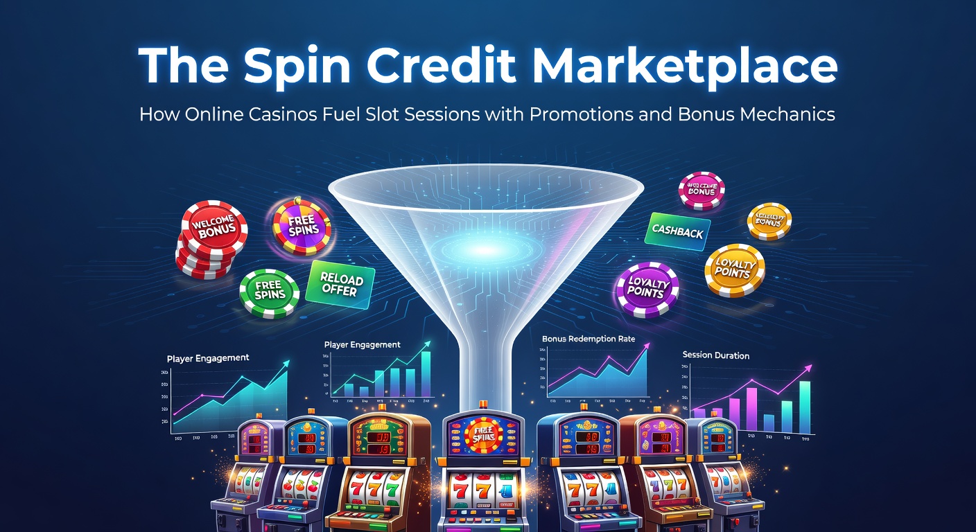 Grafik zeigt Spin-Credits und Casino-Promotions im Überblick, mit Symbolen für Boni und Slot-Maschinen